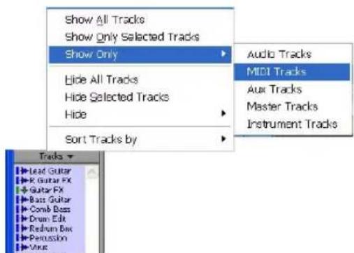 Avid Pro Tools 7.0 - Liste des pistes - 1