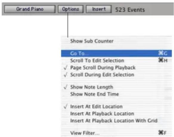 Avid Pro Tools 7.0 - Options de la liste des événements MIDI - 1