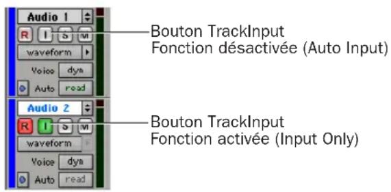 Avid Pro Tools 7.0 - Sélection du mode d'écoute de l'enregistrement avec la fonction TrackInput - 1