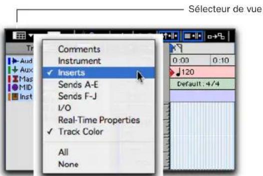Avid Pro Tools 7.0 - Pour afficher ou masquer des inserts : - 2