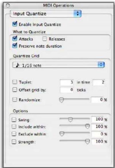 Avid Pro Tools 7.0 - Pour activer la quantisation en entrée : - 1