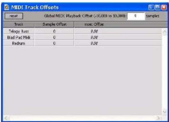 Avid Pro Tools 7.0 - Pour configurer le décalage d'une piste MIDI ou d'Instrument : - 1