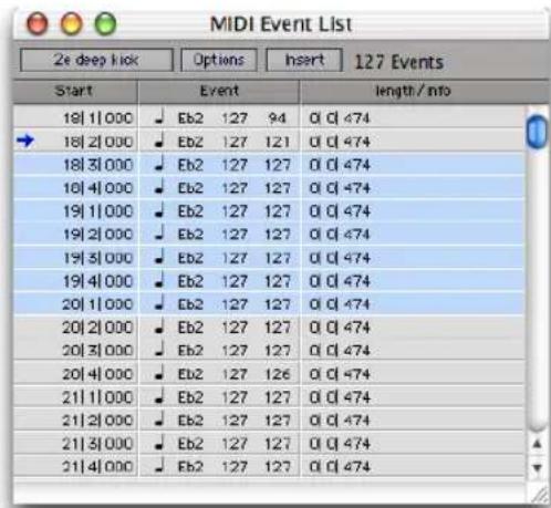 Avid Pro Tools 7.0 - Copier et coller dans la liste des événements MIDI - 1