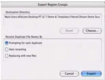 Avid Pro Tools 7.0 - Pour exporter un groupe de régions : - 1
