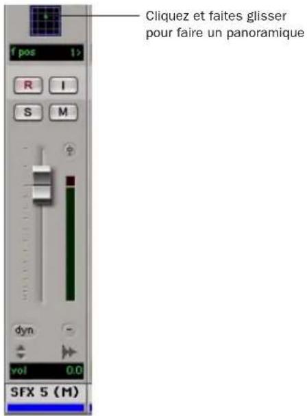 Avid Pro Tools 7.0 - Pour effectuer un panoramique depuis la fenêtre Mix ou Edit : - 1