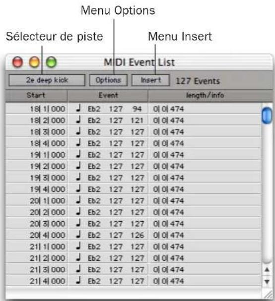 Avid Pro Tools 7.0 - Liste des événements MIDI - 1