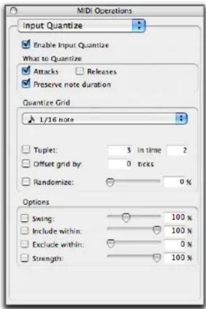 Avid Pro Tools 7.0 - Pour activer la quantisation en entrée : - 1
