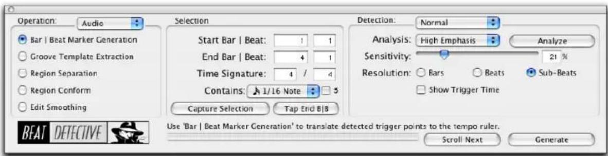 Avid Pro Tools 7.0 - Fenêtre Beat Detective - 1