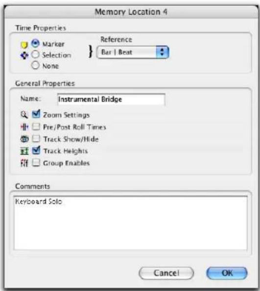 Avid Pro Tools 7.0 - Propriétés des emplacements mémoire - 1