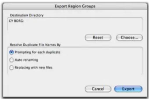 Avid Pro Tools 7.0 - Pour exporter un groupe de régions sans ses fichiers audio : - 1