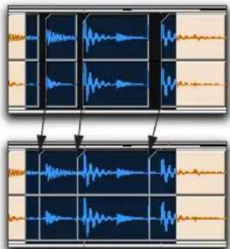 Avid Pro Tools 7.0 - Pour combler des espaces depuis un point de début de région : - 1