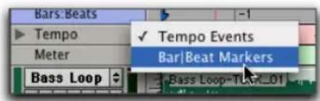 Avid Pro Tools 7.0 - Pour choisir d'utiliser les événements de tempo ou les marqueurs Bar|Beat : - 1