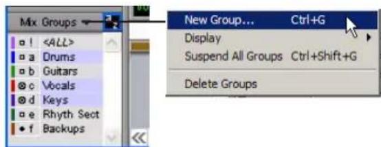 Avid Pro Tools 7.0 - Commandes de la liste de groupes - 1