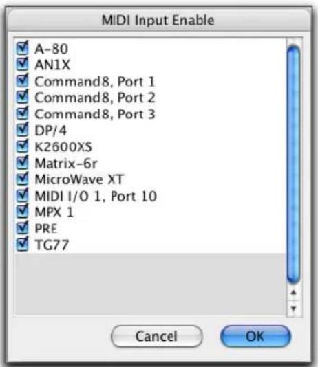Avid Pro Tools 7.0 - Pour activer les périphériques d'entrée : - 1