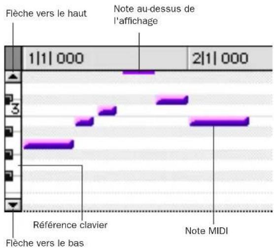 Avid Pro Tools 7.0 - Vue Notes pour les pistes MIDI et les pistes d'instrument - 1