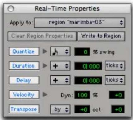 Avid Pro Tools 7.0 - Fenêtre Real-Time Properties - 1