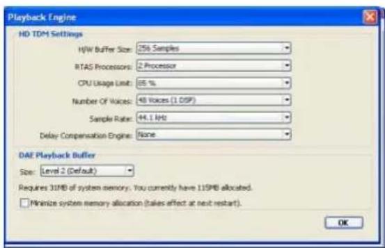 Avid Pro Tools 7.0 - Pour modifier la taille du buffer de lecture DAE : - 1