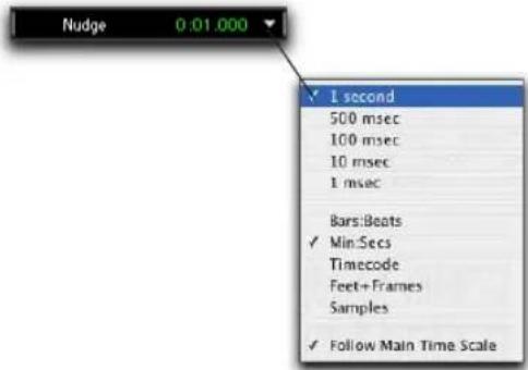 Avid Pro Tools 7.0 - Pour définir la valeur de déplacement par incrément - 1