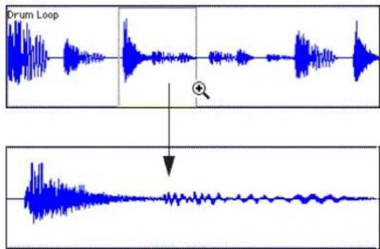 Avid Pro Tools 7.0 - Pour effectuer un zoom avant sur une zone particulière de la piste : - 1