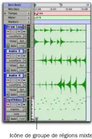 Avid Pro Tools 7.0 - Pour créer un groupe de régions multipiste : - 3