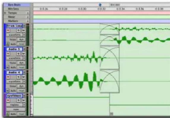 Avid Pro Tools 7.0 - Fondus et crossfades sur les groupe de régions - 1