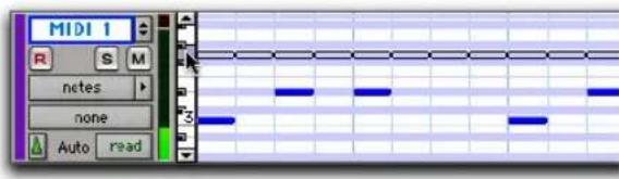 Avid Pro Tools 7.0 - Pour sélectionner une hauteur unique sur toute la durée d'une piste : - 1