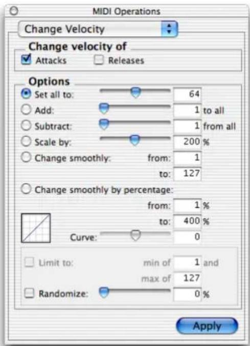 Avid Pro Tools 7.0 - Pour ouvrir la page Change Velocity : - 1