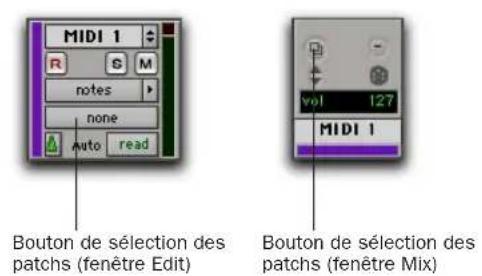 Avid Pro Tools 7.0 - Pour définir le changement de programme par défaut d'une piste MIDI ou d'une piste d'instrument : - 1