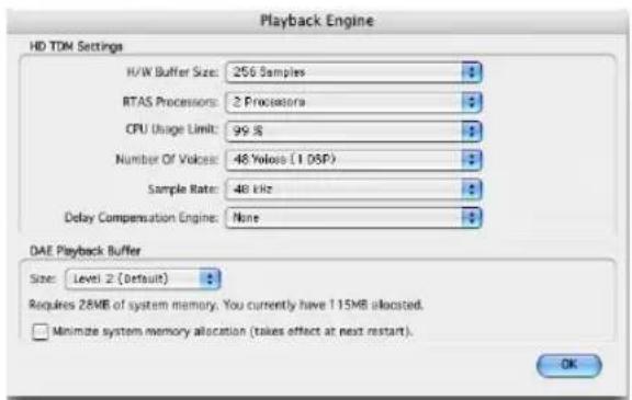 Avid Pro Tools 7.0 - Boîte de dialogue Playback Engine - 1