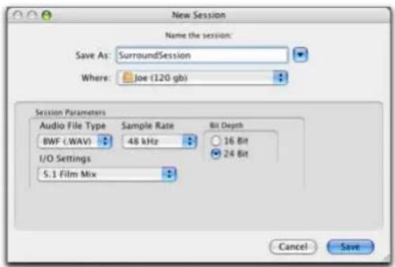 Avid Pro Tools 7.0 - Pour créer une session pour un mixage multicanal : - 1