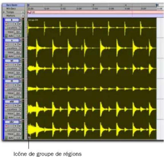 Avid Pro Tools 7.0 - Pour créer un groupe de régions multipiste : - 2
