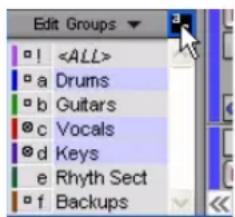 Avid Pro Tools 7.3 - Pour activer le focus sur le clavier de la liste des groupes, effectuez l'une des opérations suivantes : - 1