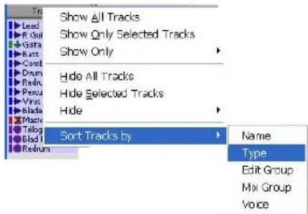 Avid Pro Tools 7.3 - Menu déroulant de la liste des pistes - 2