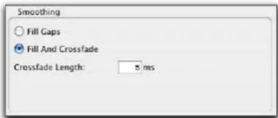 Smoothing Fill Gaps Fill And Crossfade Crossfade Length: 5 ms