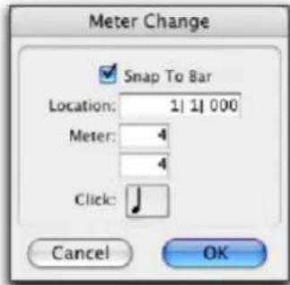 Meter Change Snap To Bar Location: 1| 1| 000 Meter: 4 4 Click: Cancel OK