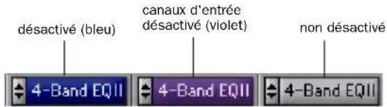 désactivé (bleu) canaux d'entrée désactivé (violet) non désactivé 4-Band EQII 4-Band EQII 4-Band EQII