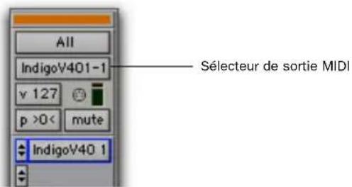 All IndigoV401-1 v 127 p >0< mute IndigoV40 1 Sélecteur de sortie MIDI