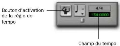 Bouton d'activation de la règle de tempo 4/4 134 0000 Champ du tempo