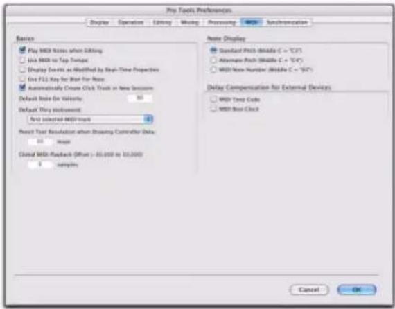 Avid Pro Tools 7.3 - Préférences MIDI - 1