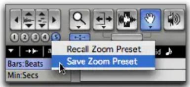 Recall Zoom Preset Save Zoom Preset