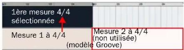 1ère mesure 4/4 sélectionnée Mesure 1 à 4/4 (modèle Groove) Mesure 2 à 4/4 (non utilisée)