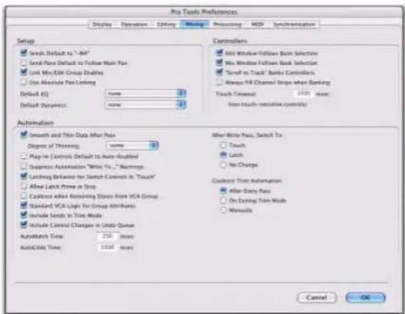 Avid Pro Tools 7.3 - Préférences de mixage - 1
