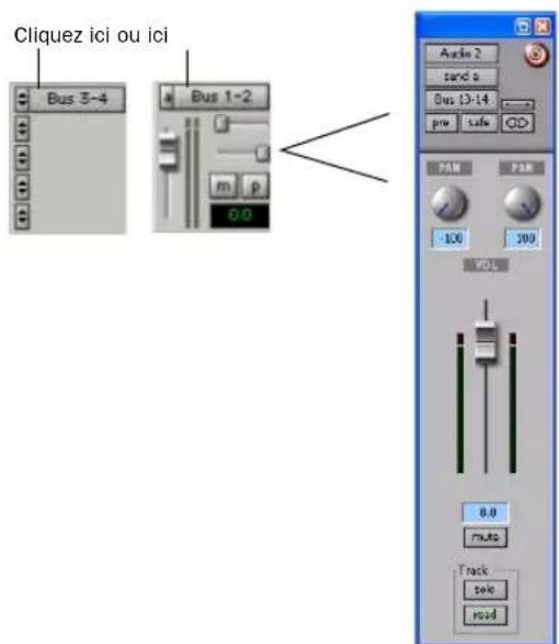 Cliquez ici ou ici Bus 3-4 Bus 1-2 0.0 Audio 2 sand a Bus 13-14 preu safe GD PAN PAR -100 300 VOL 8.0 multo Track sole road