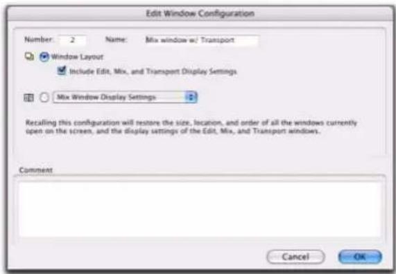 Avid Pro Tools 7.3 - Propriétés des configurations de fenêtres - 1