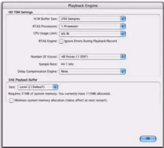 Avid Pro Tools 7.3 - Pour modifier le nombre de voix et de ressources DSP à allouer : - 1