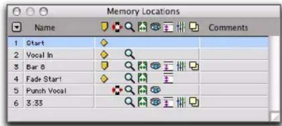 Avid Pro Tools 7.3 - Commandes et options des emplacements mémoire - 3