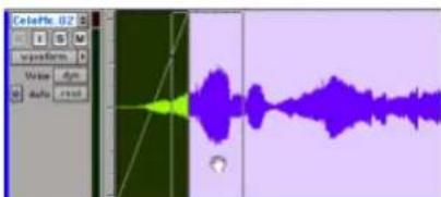 Avid Pro Tools 7.3 - Formes et limites de fondu dans une vue d'automation - 1