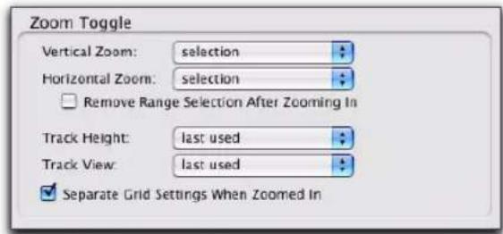 Avid Pro Tools 7.3 - Préférences du changement de zoom - 1
