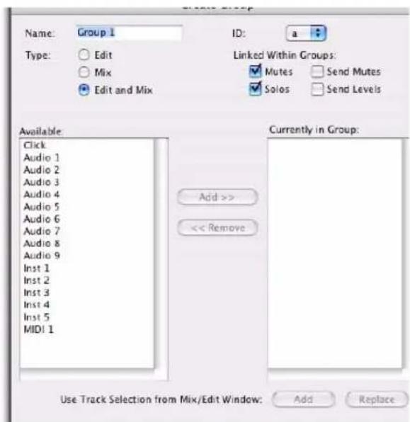 Avid Pro Tools 7.3 - Pour créer un groupe dans Pro Tools LE : - 2