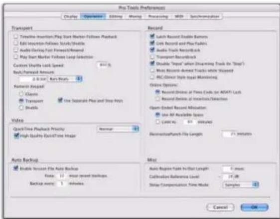 Avid Pro Tools 7.3 - Préférences de fonctionnement - 1